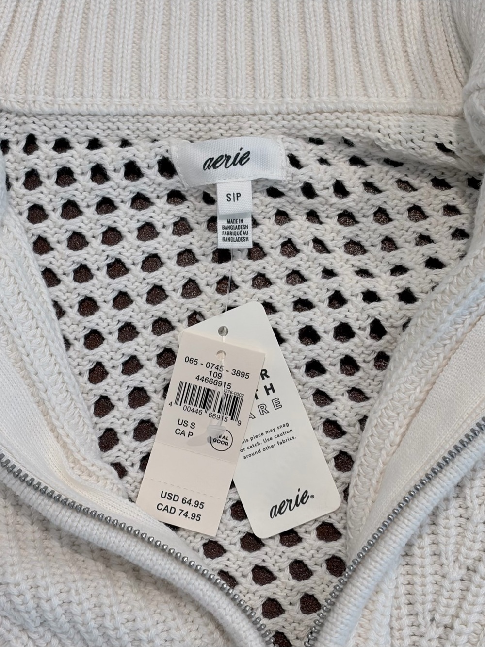 Aerie Coastal Grandmacore Oversized Quarter Zip Sweater S Preppy Hamptons Luxe - Picture 2 of 8